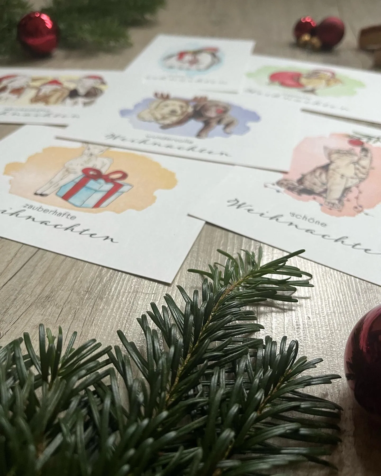 Weihnachtspostkarten niedliche Tierbabys
